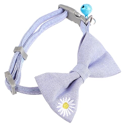 VILLFUL 猫用蝶ネクタイ 子猫用蝶ネクタイ首輪 調節可能な猫用首輪 花柄刺繍入り なペットアクセサリー チャーム付き