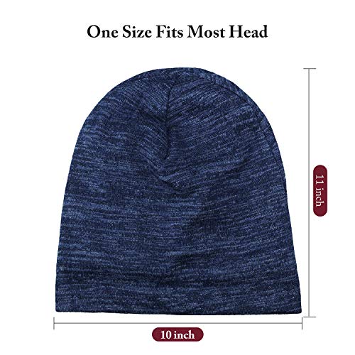 4 Pieces Satin Lined Sleep Cap Slouchy Beanie Hat Night Hair Cap For Women (Black, Navy Blue, Khaki, Wine Red) #TOP3