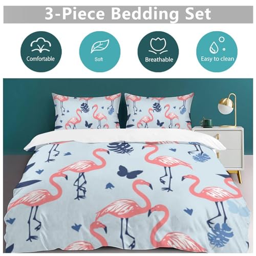 Ropa de cama de flamencos de microfibra con dos fundas de almohada infantiles 6