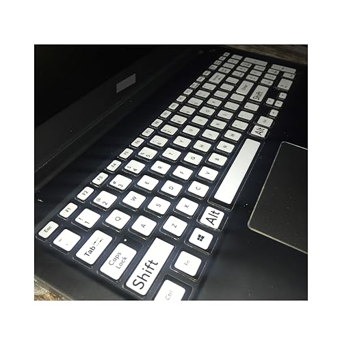 Image of Generic English Keyboard Stickers for Laptop and Computer, Full Layout, Black Font on White Background and White Font on Black Background