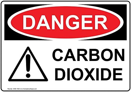 ComplianceSigns.com DANGER Carbon Dioxide OSHA Safety Label Decal, 7x5 inch  Vinyl for Gases