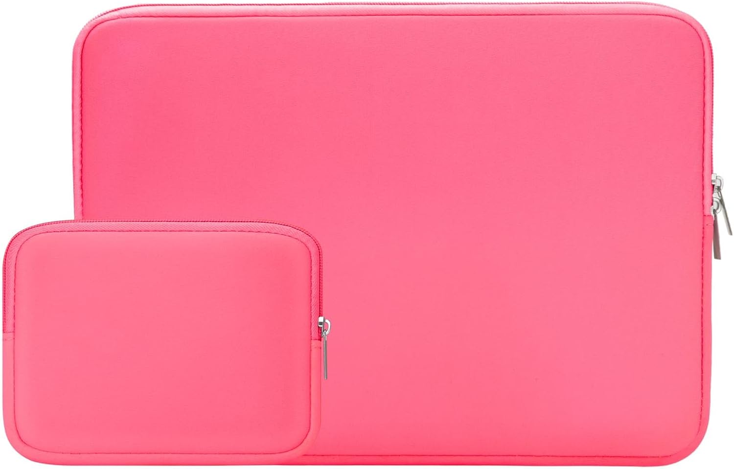 RAINYEAR 15 Inch Laptop Sleeve 15" Protective Soft Case Cover Carrying Bag with Accessories Pouch, Compatible with 15.4" MacBook Pro/Air A3241 A2941 A3114 A1938 A1707 A1990 (Bright Pink)