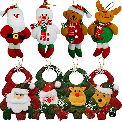 8 Pack Christmas Tree Decorations Ornaments Set,Pendant Plush Snowman Santa Claus Polar Bear Elk Hanging Christmas Tree Decoration Pendants For Xmas Home Party Holiday Decorative #TOP6