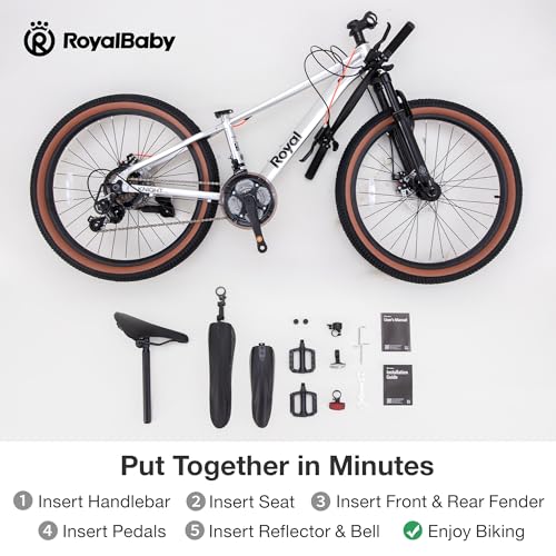 Image of RoyalBaby Kids Mountain Bike for Boys and Girls, Ultra-Light Aluminum 20-26 Inch Wheel Bicycle for 6-14 Years Old Children, 7 /21-Speeds Drivetrain