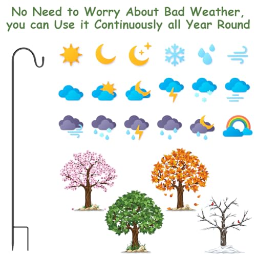 OFFCUP Herdershaak, 2 stuks, 100 cm, herdershaken voor buiten, verstelbare houders voor bloempotten, plantenhaken voor vogels, voor het ophangen van kerstverlichting voor de tuin, plantenmanden - Afbeelding 5
