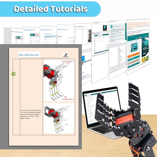 LK COKOINO 6-Axis Metal Robot Arm Kit with Joystick Control for Arduino Programming DIY Robotics Arm for STEM Learning, Educational Build & Play, Servo Motor Projects - Image 6