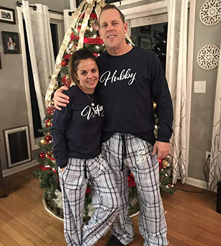 Classy Bride Matching Pajamas for Couples – “Wifey” or “Hubby” Navy PJ's4