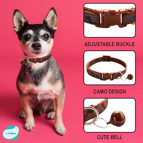 Image of Cat Collar with Bell,Kitten and Small Dogs Soft Adjustable Collar,Safe,Breakaway for Cats and Puppies - Dark Brown (CAMO Design)