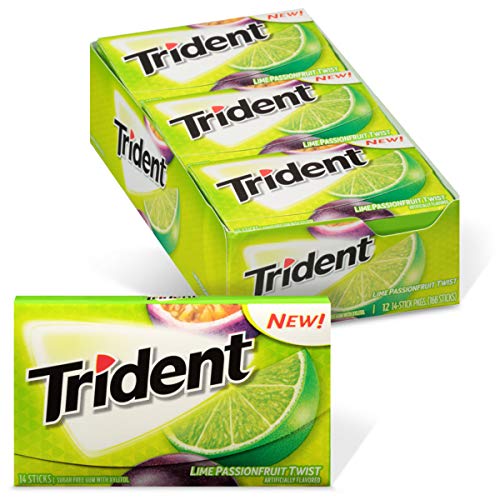 Trident Lime Passion Fruit Twist Sugar Free Gum, 12 Packs of 14 Pieces (168 Total Pieces)
