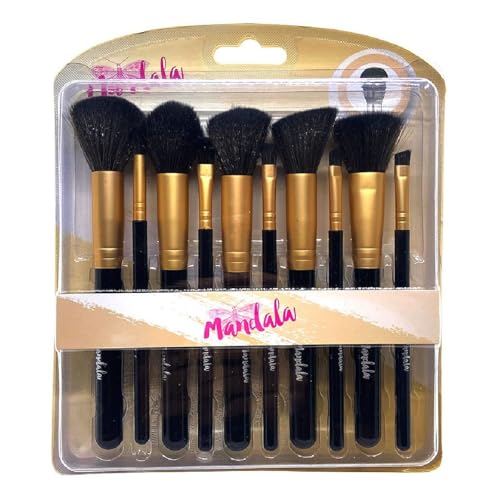 Kit 10 Pincéis Gold Kabuki e Precisão Mandala