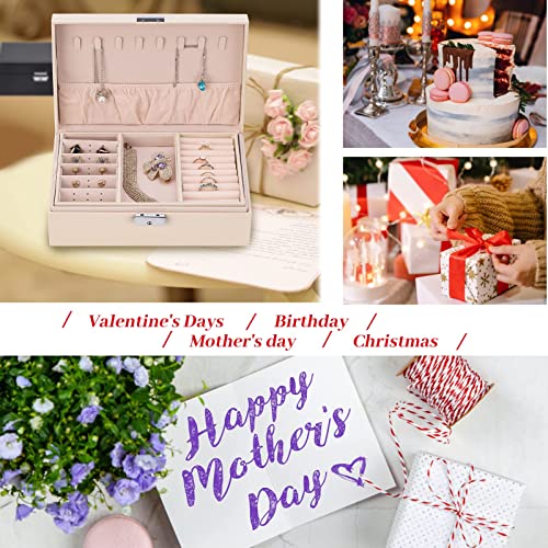Smileshe Jewelry Box For Women Girls, Pu Leather Organizer Holder Boxes With Lock, 2 Layers Removable Display Storage Travel Case For Rings Earrings Necklaces Bracelets #TOP2