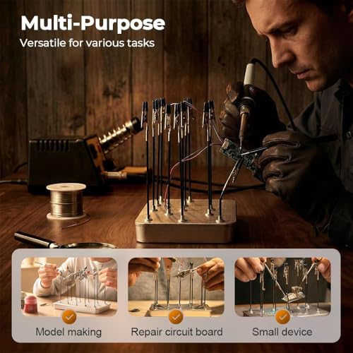 Image of 13PCS Helping Hands Soldering, Soldering Station, Soldering Iron Stand, Model Painting Stand, Hands-Free Operation for Model Making and PCB Soldering, 12 Black Clips and 1 storage box