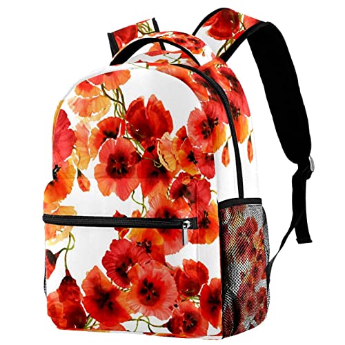 Sac à dos coquelicot rouge aquarelle idéal pour la rentrée des classes