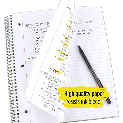 Five Star Spiral Notebook, 5 Subject, College Ruled Paper, 200 Sheets, 11" X 8-1/2", Color Selected For You, 1 Count (06112) #TOP24