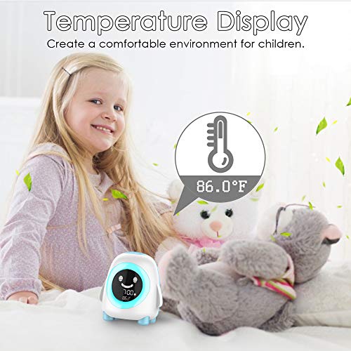 Kids Alarm Clock, Toddlers Alarm Clock For Kids Sleep Training Clock With Night Light Sleep Sound Machine Indoor Temperature Nap Timer, Digital Wake Up Clock For Boys Girls Bedrooms Birthday Gifts #TOP5