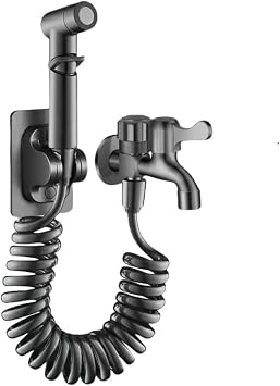 Shower Head High Pressure Cleaning Kit with 3m Spring Hose, Wall Mount Bracket Handheld Multi-Function Toilet Cover for Washing, Deodorizing, Antibacterial, Purifying, Water Saving Design, Adjustable Water Flow, Easy to Install Dual Use Faucet Complete Set, Gray