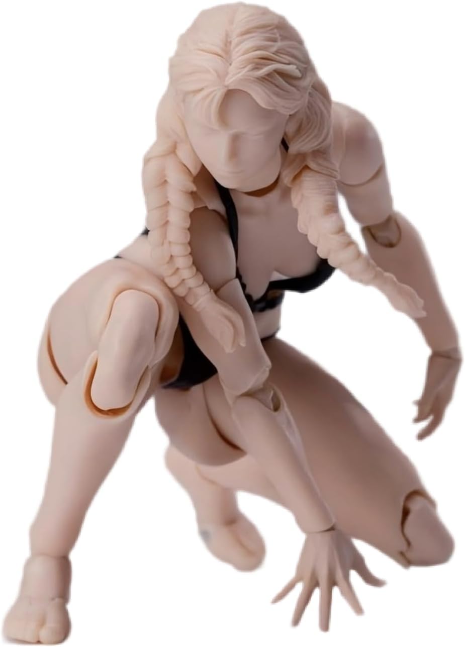 1/12 Scale Female Figure Body Xiao Fang Flexible Action Figure Body and Head Sculpt 6'' Soldier Super Flexible Body Model (Yellow Skin)