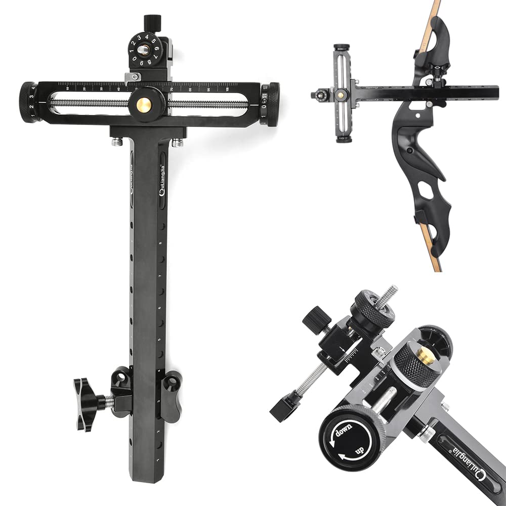 SHARROW 1 Pin Tiro con Arco Mira de Arco Recurvo 9 Pulgadas Aluminio Vista de Arco Competitiva Forma de T Vista de Ajuste Rápido para Arco Recurvo de Competición