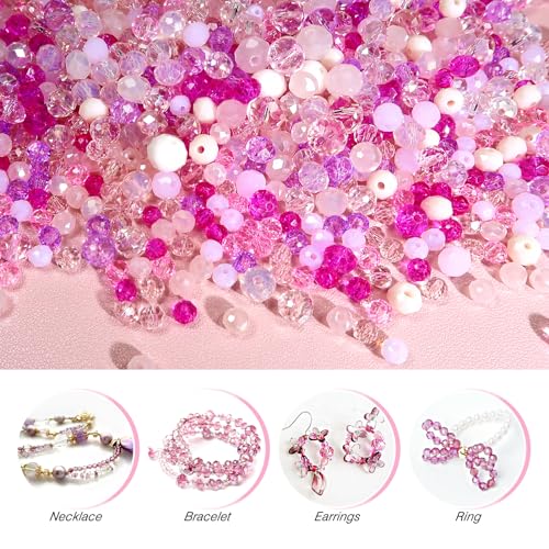 TOAOB 1000pcs Crystal Glass Beads Spacer Beads for Bracelets Necklace Earrings Jewellery Making Pink Series 4mm 6mm 8mm - Image 3