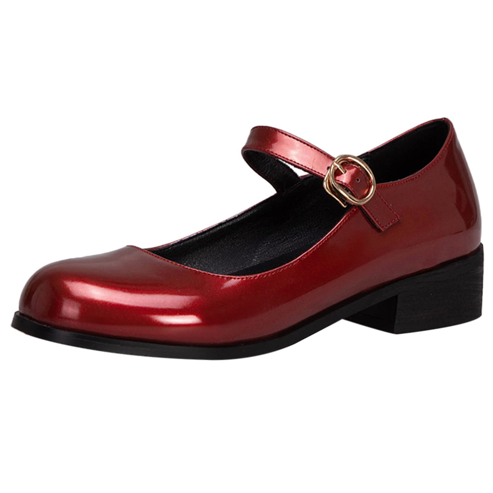 Bviennic Mujer Escuela Tacón Medio Charol Mary Jane Zapatos
