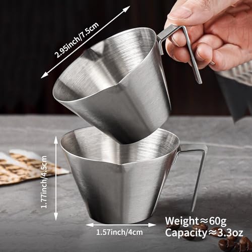 Set de 2 Vasos Medidores de Espresso de Acero Inoxidable 100 ml miniatura 2
