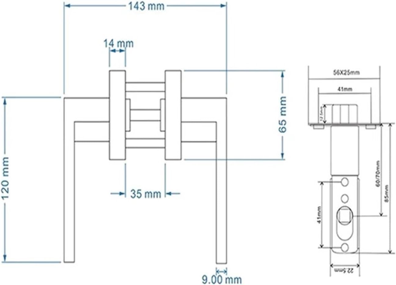 Keyless Interior Privacy Door Handles Lever Locksets Bedroom Bathroom 1Pcs