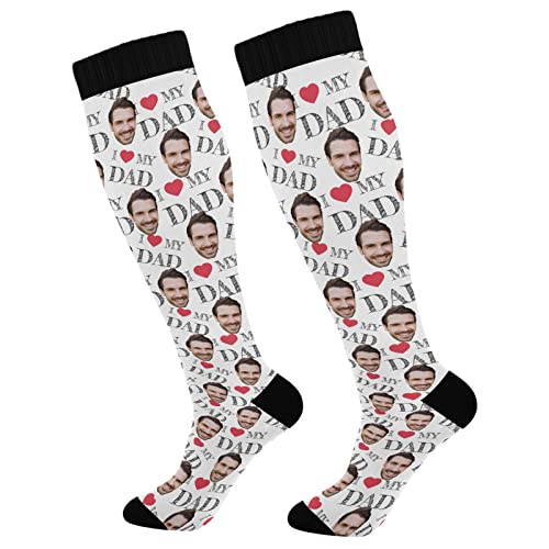 Gradients Orange Compression Socks for Women and Men Circulation Text Face Custom Long Socks for Athletic Running 1