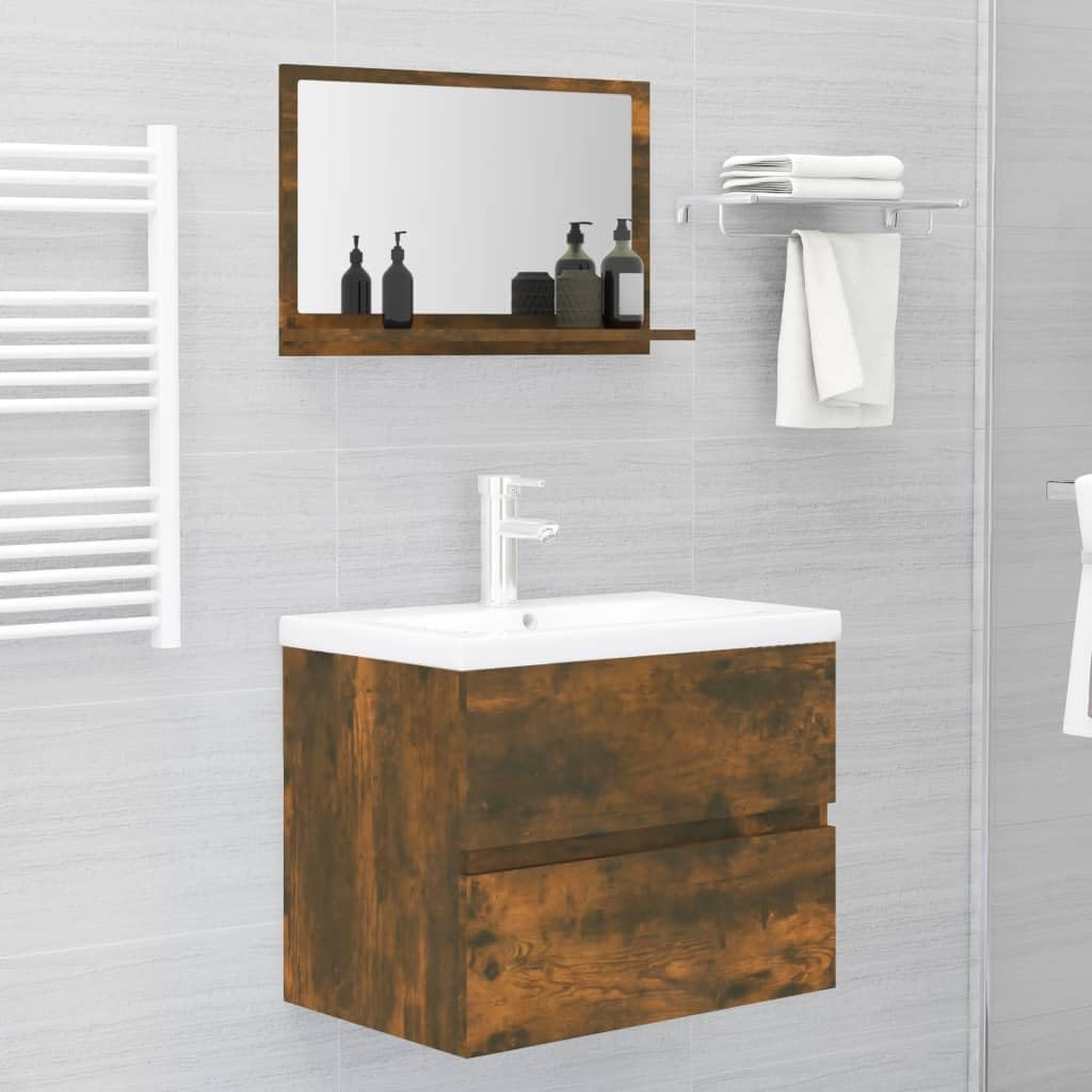 Armadietti & Contenitore Specchio Bagno Rovere Fumé 60x10.5x37 cm Mobili Legno Ingegnerizzato