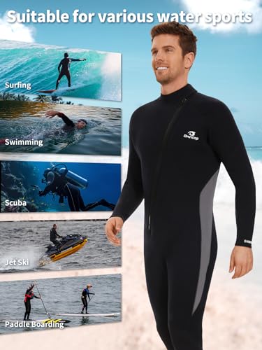 Image of Owntop 5mm Wetsuit for Men Women, High Stretch Warmth Neoprene Suit | GBS Seam, Front Zipper Wet suit for Cold Water Swimming, Surfing, Snorkeling , Scuba
