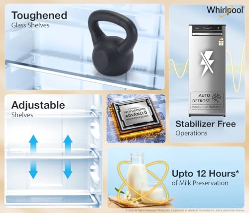 Image of Whirlpool 192 L 3 Star Vitamagic PRO Frost Free Direct-Cool Single Door Refrigerator (215 VMPRO PRM 3S RADIANT STEEL-Y, Silver, Auto Defrost Technology, 2026 Model)