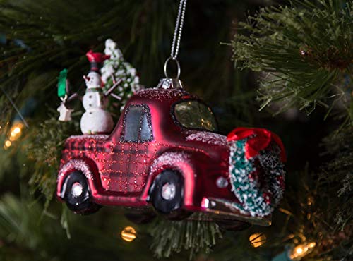 Raz Imports Christmas Car And Truck Glass Ornaments, Set Of 2 - Red And Green #TOP2
