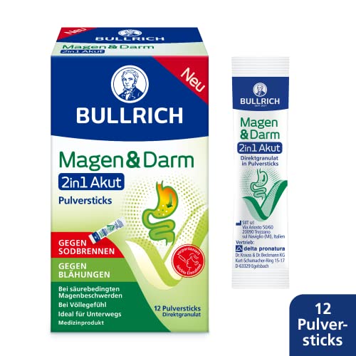 Bullrich Magen & Darm 2in1 Akut | Gegen Sodbrennen und Blähungen | Ideal für unterwegs | vegan | 12 Pulversticks - Image 3