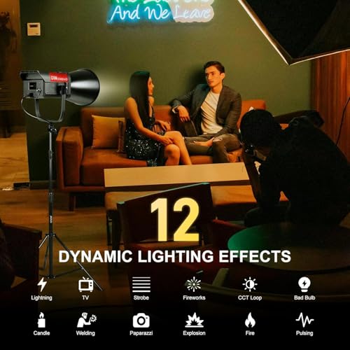 Image of GVM SD300B AIO LED Video Light, 2 Packs 300W Bi-Color COB Photography Lighting with 2 Softboxes & 2 Tripods, 2700K-6800K CRI 97+ Continuous Studio Lights for Video Recording YouTube Live
