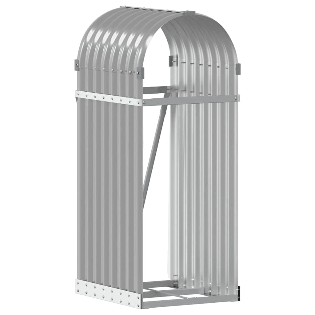 Vidaxl Log Holder Firewood Rack Log Wood Storage Light Grey Galvanised Steel