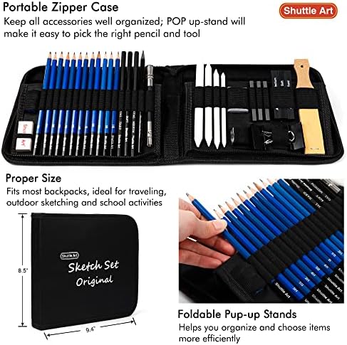 Amazon Co Jp Shuttle Art スケッチ鉛筆 デッサンツール 子供や大人も適用な絵具 37点 ポップアップ式 ポータブル 収納カース付き 素描初心者 アーティスト 美術 アート専門 製図 クラフト 文房具 オフィス用品