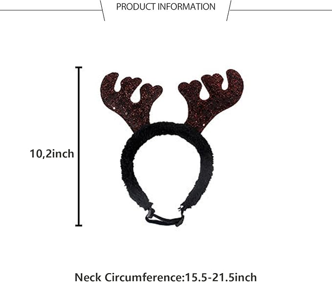 Diadema Reno de Navidad para Perros Accesorio Disfraz Ajustable miniatura 5