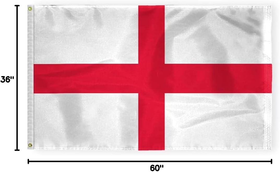 AGAS England Flag 3x5 ft 200D Nylon Fabric Double Stitched Canvas Header Brass Grommets Fade Resistant & Vivid Colors Can be Hung on Flagpole Outside or Indoors on a Wall