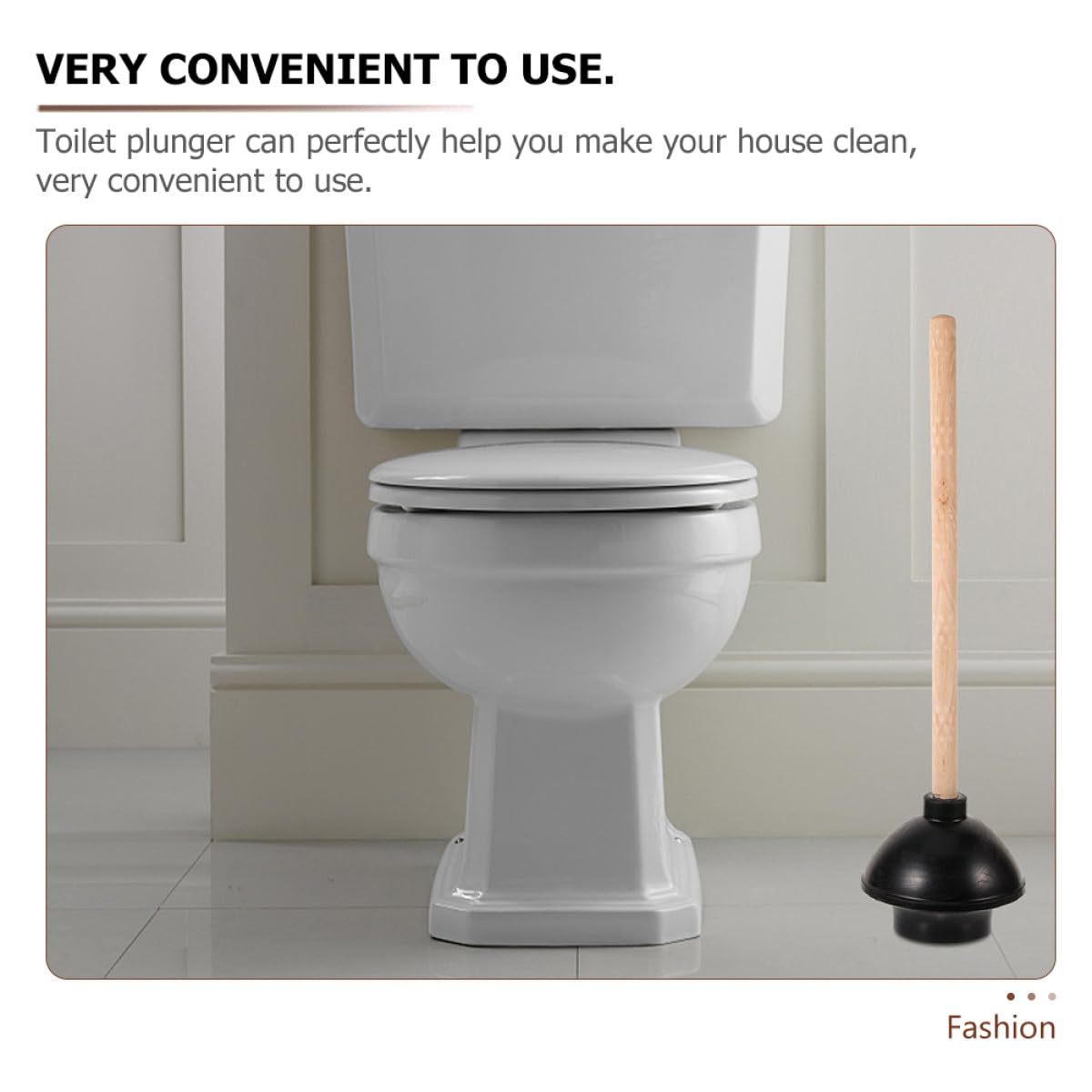 Desatascador de Inodoro Multiuso de Goma y Madera 2 Piezas Resistente para Limpieza en Baño y Lugares Públicos