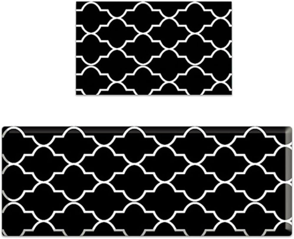 Qb78 Kitchen Mat, Door Mat, PVC PU Leather, 17.3 x 29.1 inches 44 x 74 cm, 0.5 inches 12 mm Thick, Geometric Pattern, Long Mat, Mud Flap, For Indoor Use, Outdoor, Hallway, Easy to Clean,