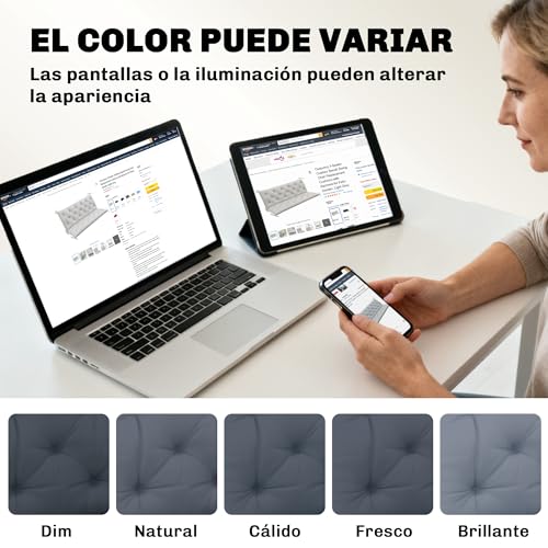 Outsunny Cojín para Banco con Respaldo 150x98x8 cm Colchón de Banco de 3 Plazas con 6 Cordones de Fijación para Jardín Terraza Balcón Exterior Gris - imagen 6