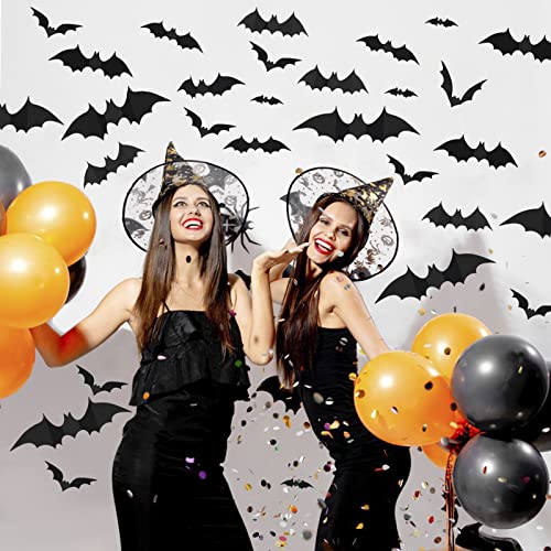 Binduo Halloween Stickers 3D Bat Stickers Wall Decor Halloween Bats Decorations Outdoor Indoor 70 Pcs 6 Sizes Reusable Waterproof Black Bat Horror Decor Front Door Window Room Diy Party Supplies #TOP4