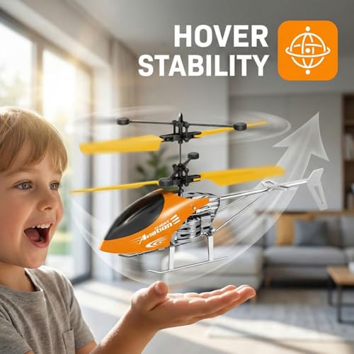 RC Helicopter Toy, Remote Control Helicopters for Kids Aircraft Model Toys Helicopters with Light Altitude Hold Helicopter Toy Radio Controlled Aircraft RC Flying Toys Gift - Yellow - Image 6