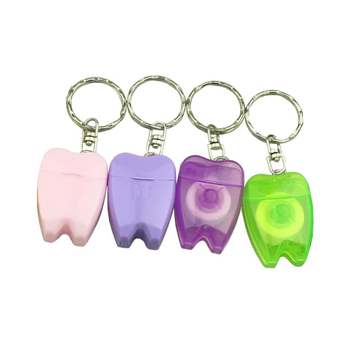 Drcool 15m Waxed Dental Floss Picks Dental Care with Key Ring for Travel and Outdoor Random Colors (4)