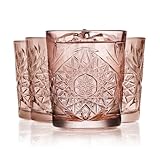 Libbey Hobstar - Vasos dobles antiguos, juego de 4, 12 onzas, rosa