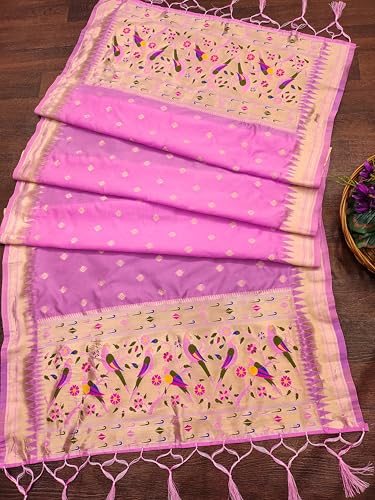 Image of DEVANGI Women's Woven Paithani Banarasi Silk Dupatta /Chunni For Women, Floral Print 1 Meter Wide and 2.3 Meter Length Printed Designer Dupatta /Chunni For Girls