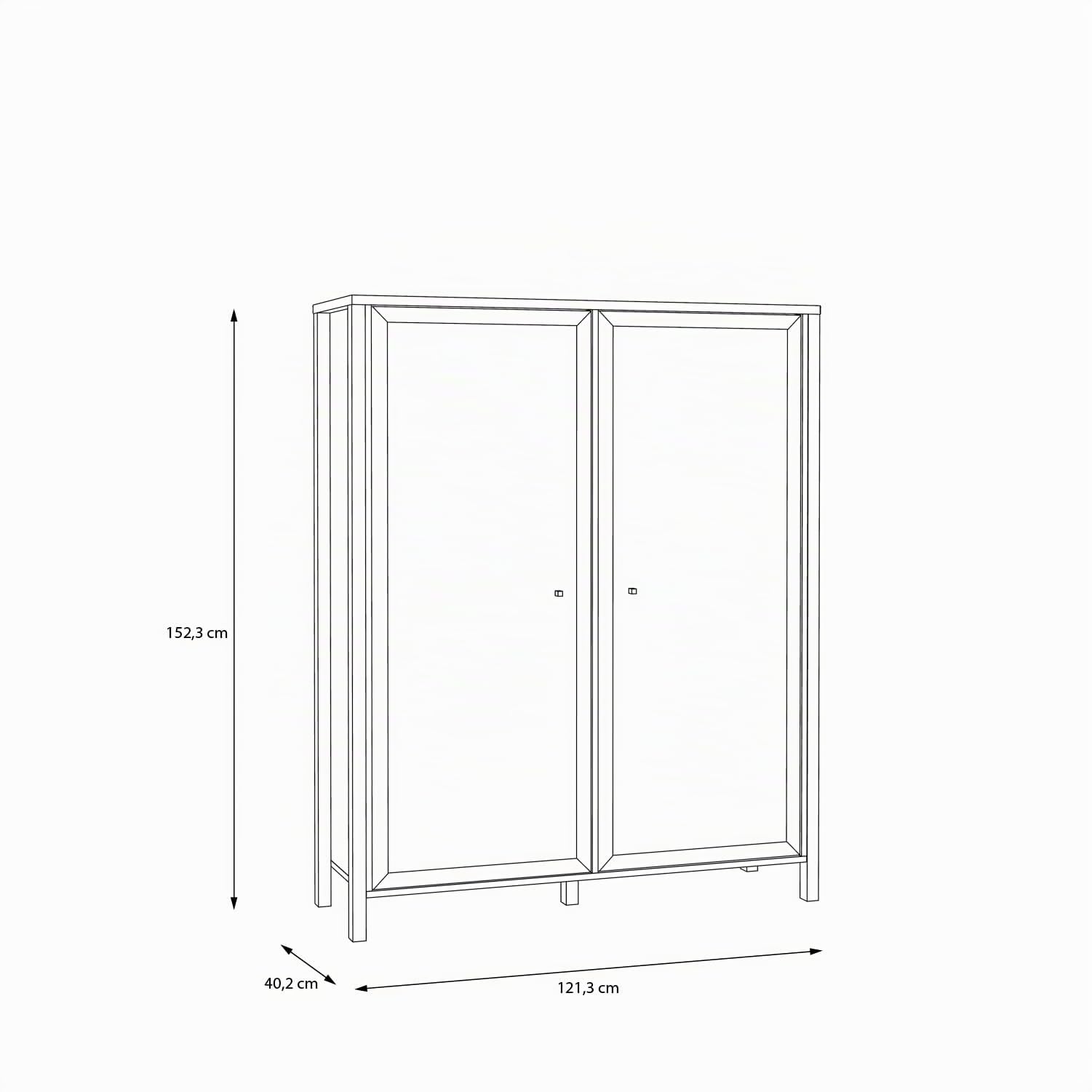 Forte HIGH Rock Vitrine 120, Moderne Standvitrine, 2 Glastüren, Vitrinenschrank, Wohnzimmervitrine, Holzwerkstoff, Schwarz/Riviera Eiche Holzwerkstoff, 121,3 cm breit x 152,3 cm hoch x 40,2 cm tief