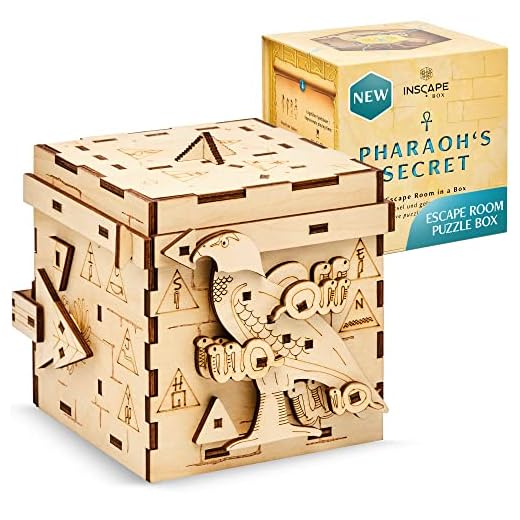 INSCAPE Pharaoh´s Secret Puzzle Box - Escape Room in A Box for Adults - Cluebox - Mind Puzzles for Adults - Puzzle Boxes with Hidden Compartments - Puzzle Boxes for Adults - Wooden Puzzle Box
