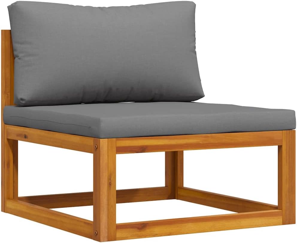Dark Grey Solid Acacia Wood Middle Sofa, Oiled Finish, 27.6x28.0x23.6 inch, Durable Outdoor Furniture for Patio, Balcony, Garden Seating