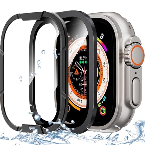 Coque Apple Watch Ultra 2/1 49mm en verre trempé et aluminium noir DEALELE (Lot de 2)