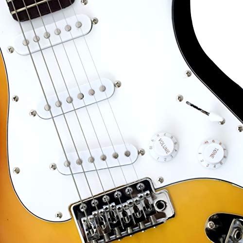 Cb Sky Full-Size 39“ Adult/Teenagers 13-18 Electric Guitar Vintage Sunbrust Color With 5W Amplifier, Extra Strings, Cable And Guitar Pick #TOP4